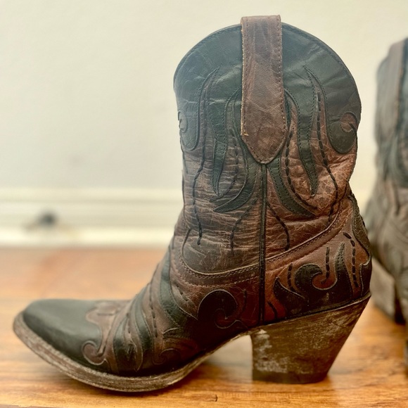 Old Gringo Cowboy Boots Brown Leather Embroidered Flame - Picture 3 of 12